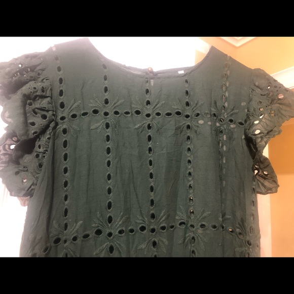 Hollow out ruched  A-line  mini dress with ruffle sleeve - Picture 2 of 5